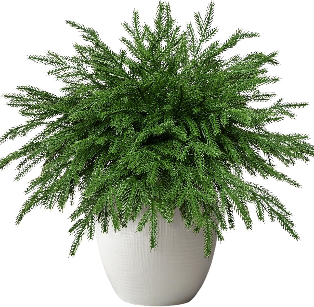 50 Pcs Christmas Real Touch Norfolk Stems, Artificial Pine Branches Faux Pine Sprigs Fake Greenery Stems Pine Picks for DIY Holiday Accessories Christmas Wreath Home Decoration